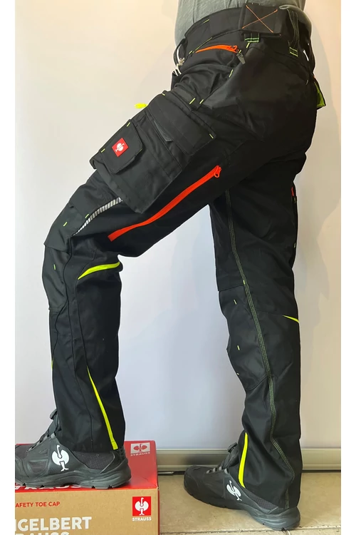 Engelbert Strauss Motion 2020 deréknadrág fekete-citrom-narancs