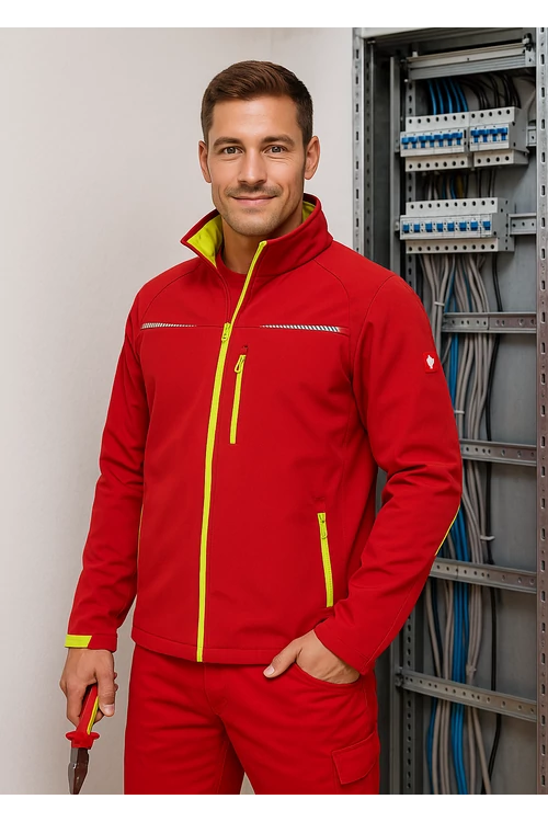 Engelbert Strauss Softshell dzseki piros-sárga